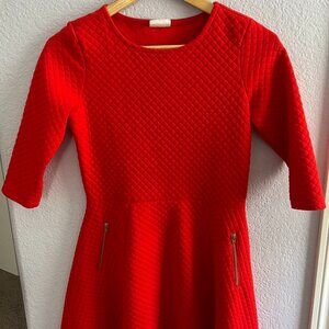 Crazy 8 Red Quilted Short Sleeve Pocket Shift Dress Girls